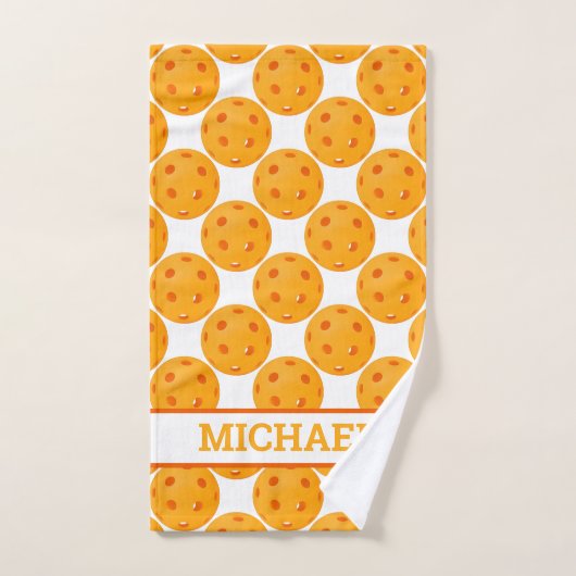 Oranje Pickleballs met aangepaste tekst Handdoek (Handdoek)