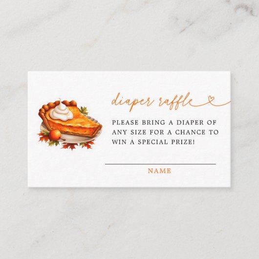 Oranje Pie Pompoen Herfst Baby shower Luier Raffle Informatiekaartje (Voorkant)