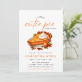 Oranje Pie Pumpkin Herfst Baby shower Uitnodiging (Staand voorkant)