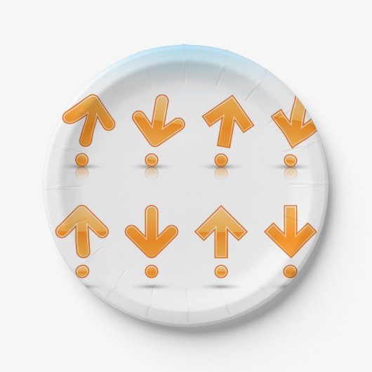 Oranje pijlen papieren bordje (Voorkant)