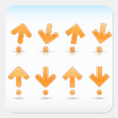 Oranje pijlen vierkante sticker (Voorkant)