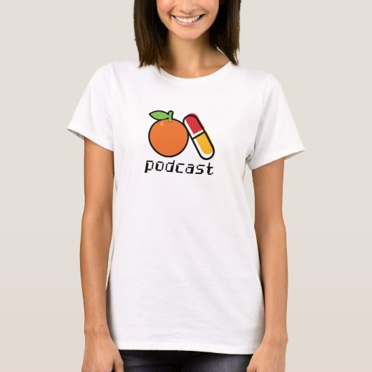 Oranje Pill Podcast T-shirt (Voorkant)