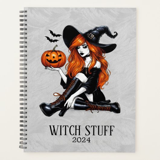 Oranje Pin Up Witch Planner (Voorkant)