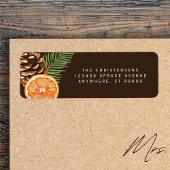 Oranje Pinecone Pine Sprig Custom Adresetiketten Etiket