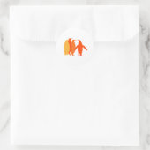 Oranje pinguïns ronde sticker (Tas)