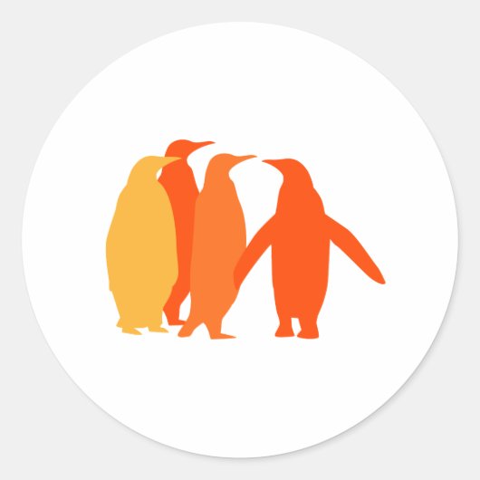 Oranje pinguïns ronde sticker (Voorkant)