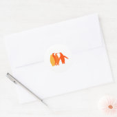 Oranje pinguïns ronde sticker (Envelop)