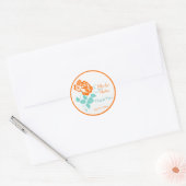 Oranje pioen met turkoois en witte 1,5" Sticker (Envelop)