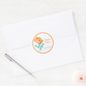 Oranje pioen met turkoois en witte 1,5" Sticker (Envelop)