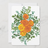 Oranje Pioen & Roos Bloemen Bruiloft Uitnodigingen (Achterkant)