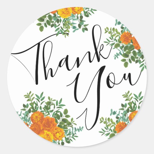 Oranje Pioen & Roos Bloemen Sticker Envelope Seal (Voorkant)