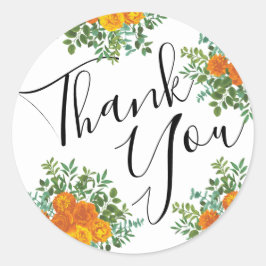 Oranje Pioen & Roos Bloemen Sticker Envelope Seal