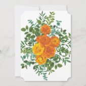 Oranje Pioen & Roze Bloemige Bruiloft Kaart (Achterkant)