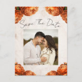 Oranje Pioenenbloemen Save the Date Aankondigingskaart (Voorkant)