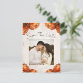 Oranje Pioenenbloemen Save the Date Aankondigingskaart (Staand voorkant)