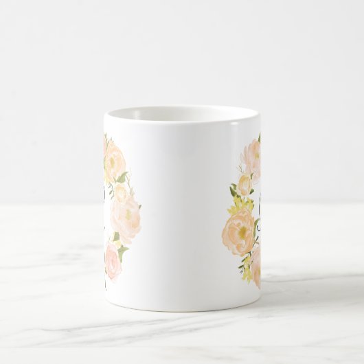 Oranje pioenenkrans gepersonaliseerde monogram Mok (Center)