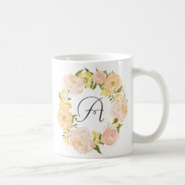 Oranje pioenenkrans gepersonaliseerde monogram Mok