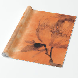 Oranje pioenrozen 2 decoupage collage ontwerp cadeaupapier