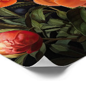 Oranje Pioenrozen Bloemen Art Print Poster (Hoek)