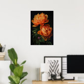 Oranje Pioenrozen Bloemen Art Print Poster (Thuiskantoor)