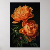 Oranje Pioenrozen Bloemen Art Print Poster (Voorkant)