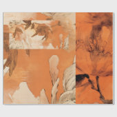 Oranje pioenrozen decoupage collage cadeaupapier (Vlak)