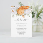 Oranje Piper White Ranunculus Florals Informatiekaartje (Staand voorkant)