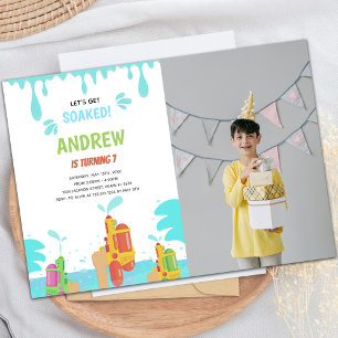 Oranje Pistool Birthday Uitnodigingen met foto