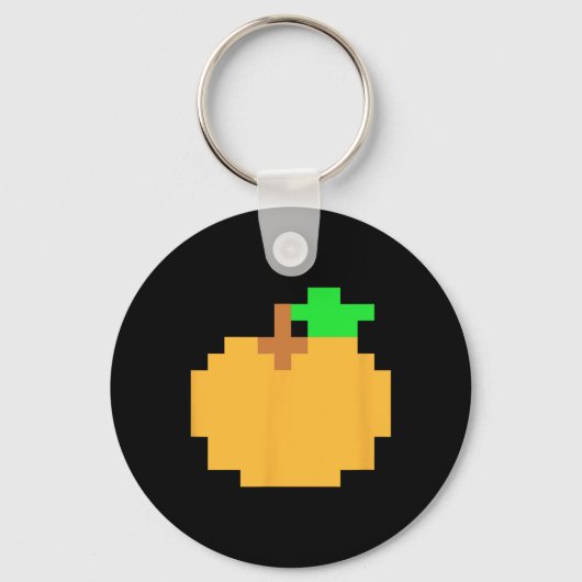 Oranje Pixel 8-bit Arcade Videospel Matching Koste Sleutelhanger (Voorkant)