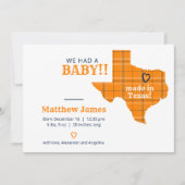 Oranje plaat gemaakt in Texas Horizontale Foto Aankondiging (Voorkant)