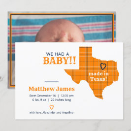 Oranje plaat gemaakt in Texas Horizontale Foto Aankondiging