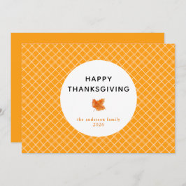Oranje Plaid Eenvoudig Happy Thanksgiving Herfst Feestdagenkaart