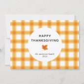 Oranje Plaid Eenvoudig Happy Thanksgiving Herfst Feestdagenkaart (Voorkant)
