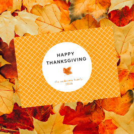 Oranje Plaid Eenvoudig Happy Thanksgiving Herfst Feestdagenkaart