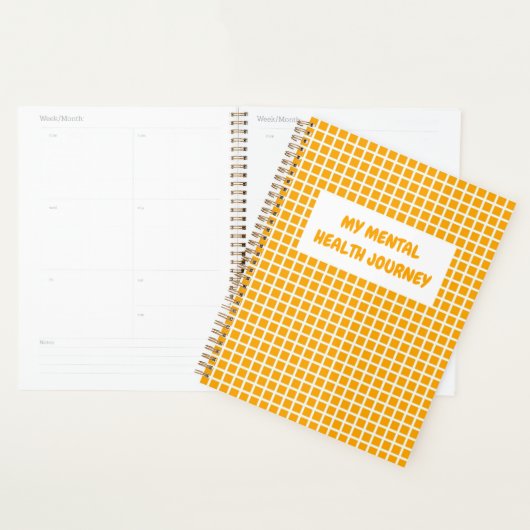 Oranje Plaid Gingham Planner Mental Health Quote (Display)