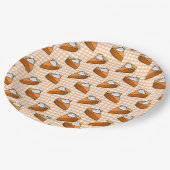 Oranje Plaid Gingham Pumpkin Pie Thanksgiving Papieren Bordje (Gekanteld)
