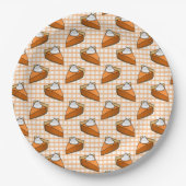 Oranje Plaid Gingham Pumpkin Pie Thanksgiving Papieren Bordje (Voorkant)