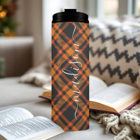 Oranje Plaid Herfst Signature Script Naam
