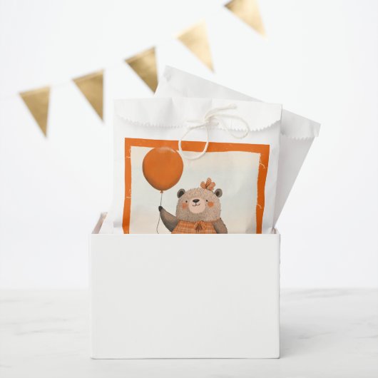 Oranje Plaid Jurk Beer met Haarboog Bedankzakje (Feest)