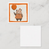 Oranje Plaid Jurk Beer met Haarboog Notitiekaartje (Voorkant / Achterkant)