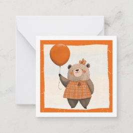 Oranje Plaid Jurk Beer met Haarboog Notitiekaartje