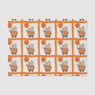 Oranje Plaid Jurk Beer met Haarboog Tissuepapier