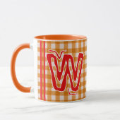 Oranje Plaid (Monogram, Naam) Coffee Mok (Links)