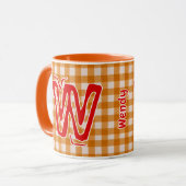 Oranje Plaid (Monogram, Naam) Coffee Mok (Voorkant links)