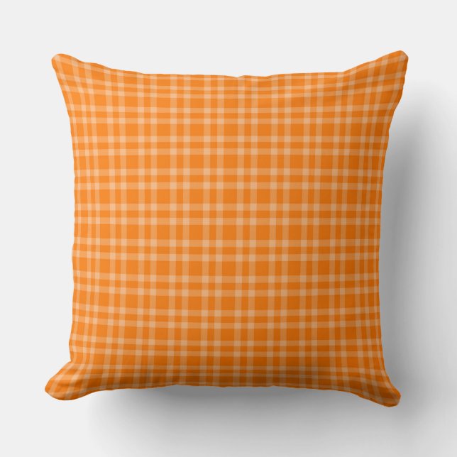 Oranje Plaid Patroon Kussen (Voorkant)
