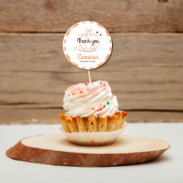 Oranje Plaid Pompoen Neutraal Baby shower Dank u Ronde Sticker