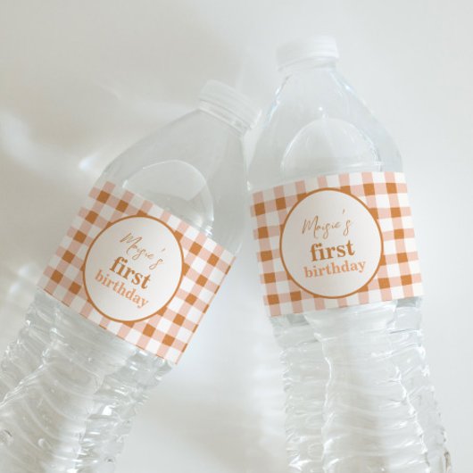 Oranje Plaid Pompoen Verjaardag Water Fles Labels Waterfles Etiket
