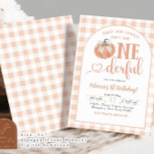 Oranje Plaid Preppy Pumpkin Onederful 1e Verjaarda Kaart