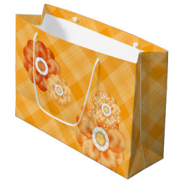 ORANJE PLAIDEPATROON MET ORANJE STROMEN GROOT CADEAUZAKJE