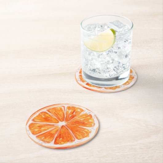 Oranje plak Citrus thema Vrijgezellenfeest Ronde Kartonnen Onderzetter (Insitu)